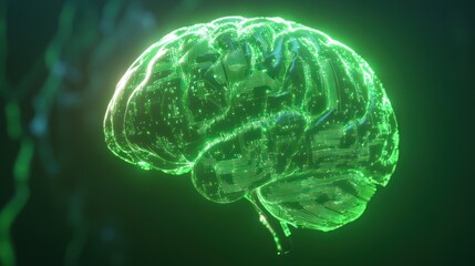 Futuristic glowing brain depicting technology integration - obrazy, fototapety, plakaty
