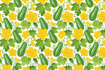 Sponge Gourd seamless pattern vector illustration