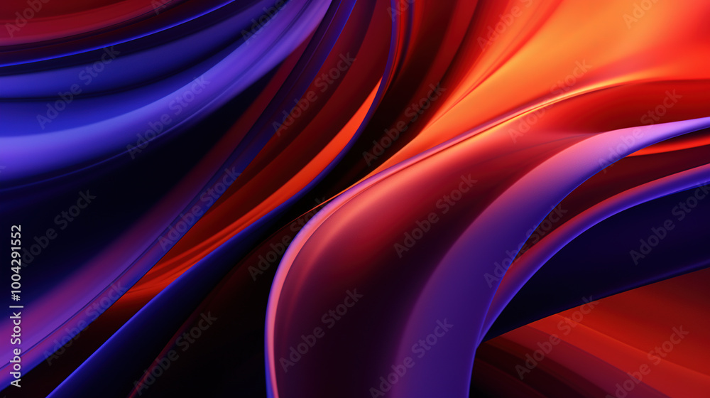 Poster vibrant abstract blue and purple waveform with fluid motion and colorful gradients. generated ai