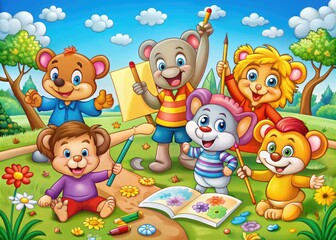 Fototapeta premium Fun and Creative Cartoon Coloring Pages for Kids and Adults to Enjoy and Express Their Imagination