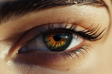 Obraz premium Macro Studio Expression Shot Of Woman's Eye With Close Up On Eyelashes And Pupil .generative ai