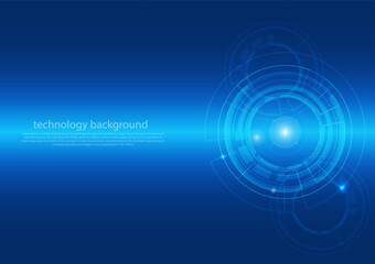 Blue circle and line technology abstract technology innovation concept vector background and glowing light