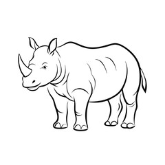 Rhino icon in black outline, simple monochrom vector
