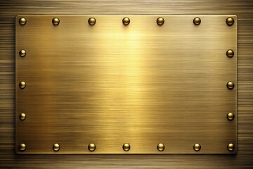 Metallic board with golden sheen and rivets