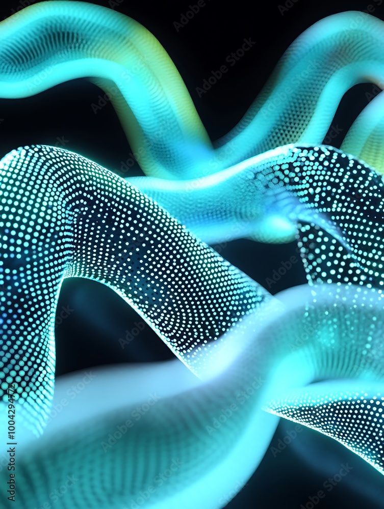 Poster abstract wave patterns in vibrant colors create a dynamic visual experience against a dark backgroun