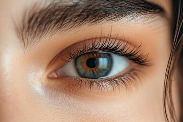 Obraz premium Macro Studio Expression Shot Of Woman's Eye With Close Up On Eyelashes And Pupil .generative ai