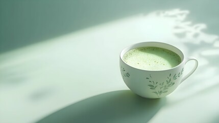 filiżanka, herbata matcha, biały, zielony, pastelowy, minimalistyczne, zbliżenie, zen, porcelana, pastelowe tło, herbata, napój, delikatne, prostota, minimalizm, spokojny, zielona herbata, filiżanka 
