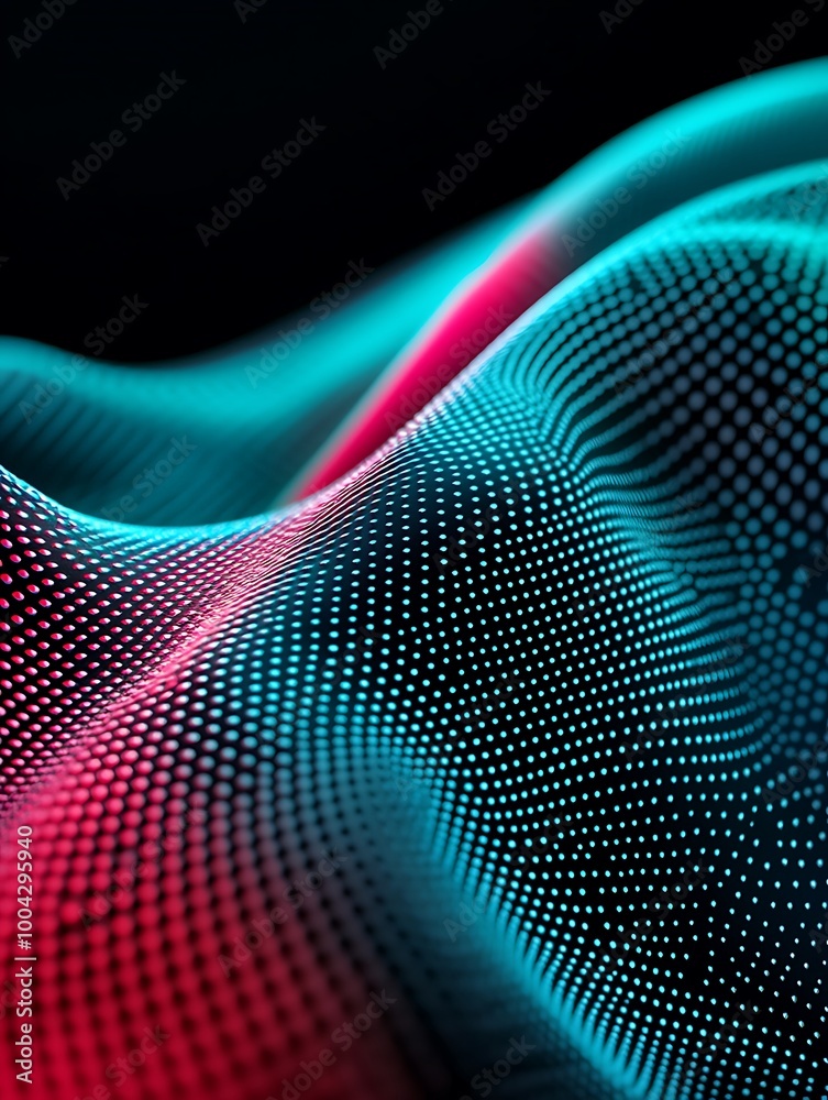 Poster abstract waves in vibrant colors creating a dynamic visual display on a dark background. a minimalis