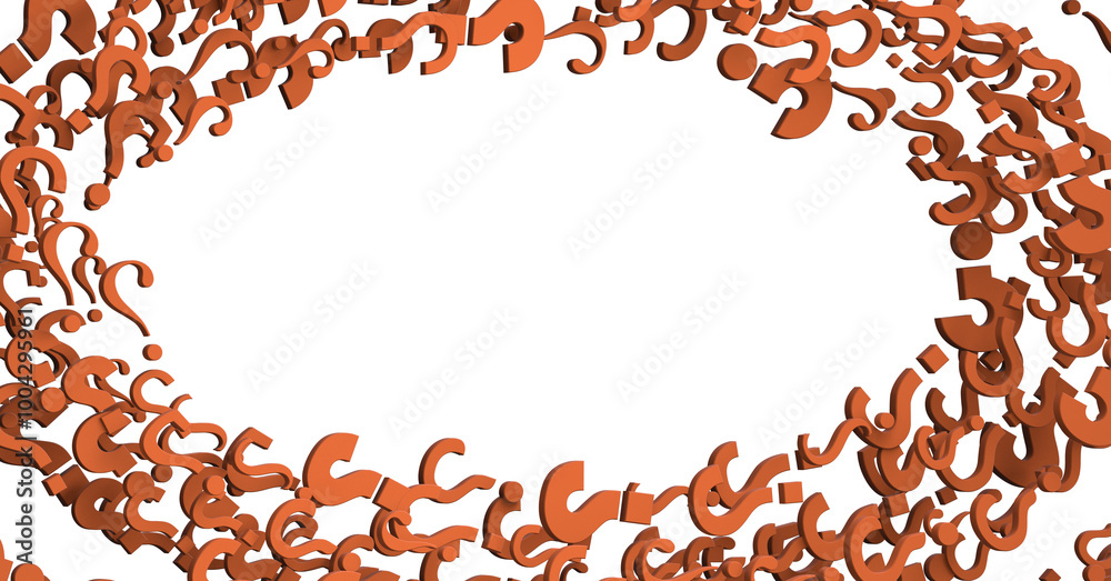 Poster question marks background. 3D Rendering.