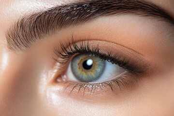 Obraz premium Macro Studio Expression Shot Of Woman's Eye With Close Up On Eyelashes And Pupil .generative ai