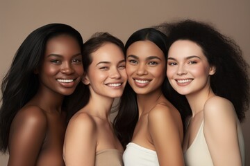 Asian and black women portrait smiling person.