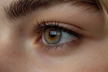 Macro Studio Expression Shot Of Woman's Eye With Close Up On Eyelashes And Pupil .generative ai