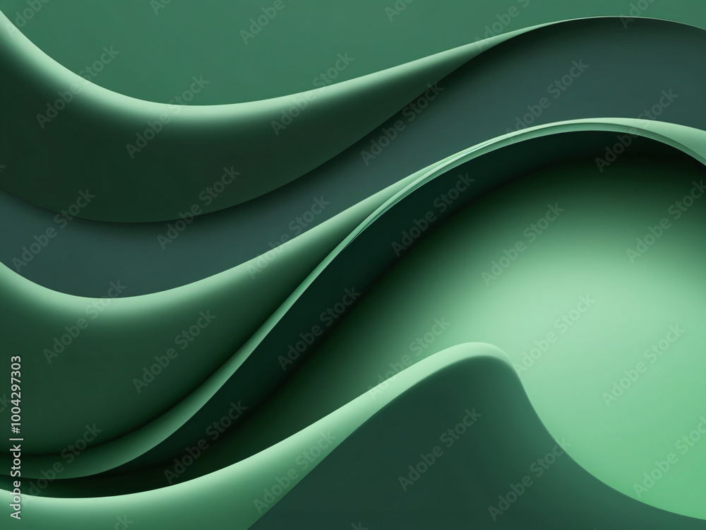 Wall mural green waves flow gracefully in this artistic illustration.