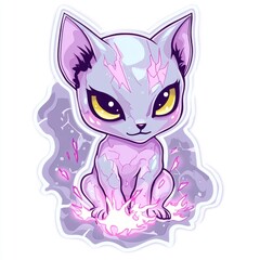Mystical Purple Cat with Magic Flames