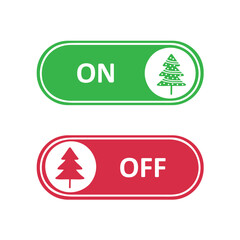 on and off button with christmas tree vector illustration
