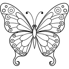 Symmetrical Butterfly Elegant Swirls and Dots in a Balanced Vector Design