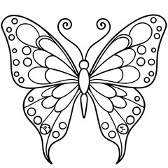 Symmetrical Butterfly Elegant Swirls and Dots in a Balanced Vector Design