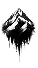 Obraz premium Black and white mountain tattoo design, ink style, simple drawing