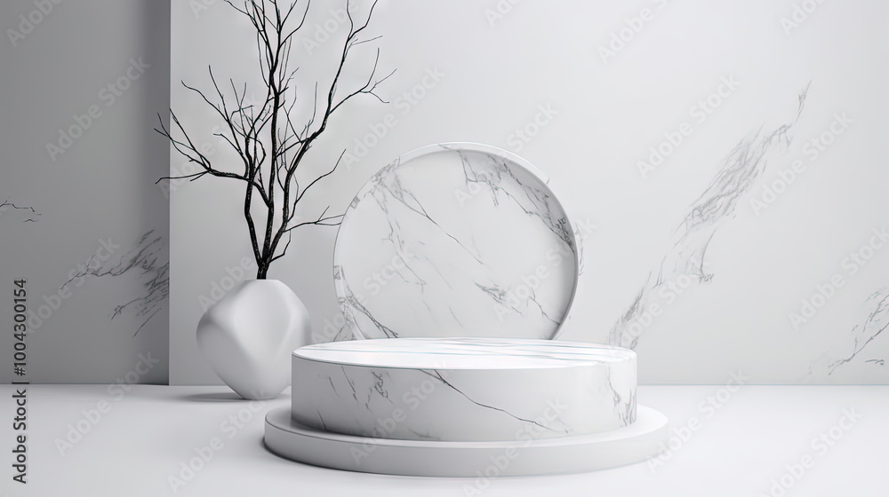 Poster 3d pedestal for a product display. podium scene shot with geometric platform. generated ai