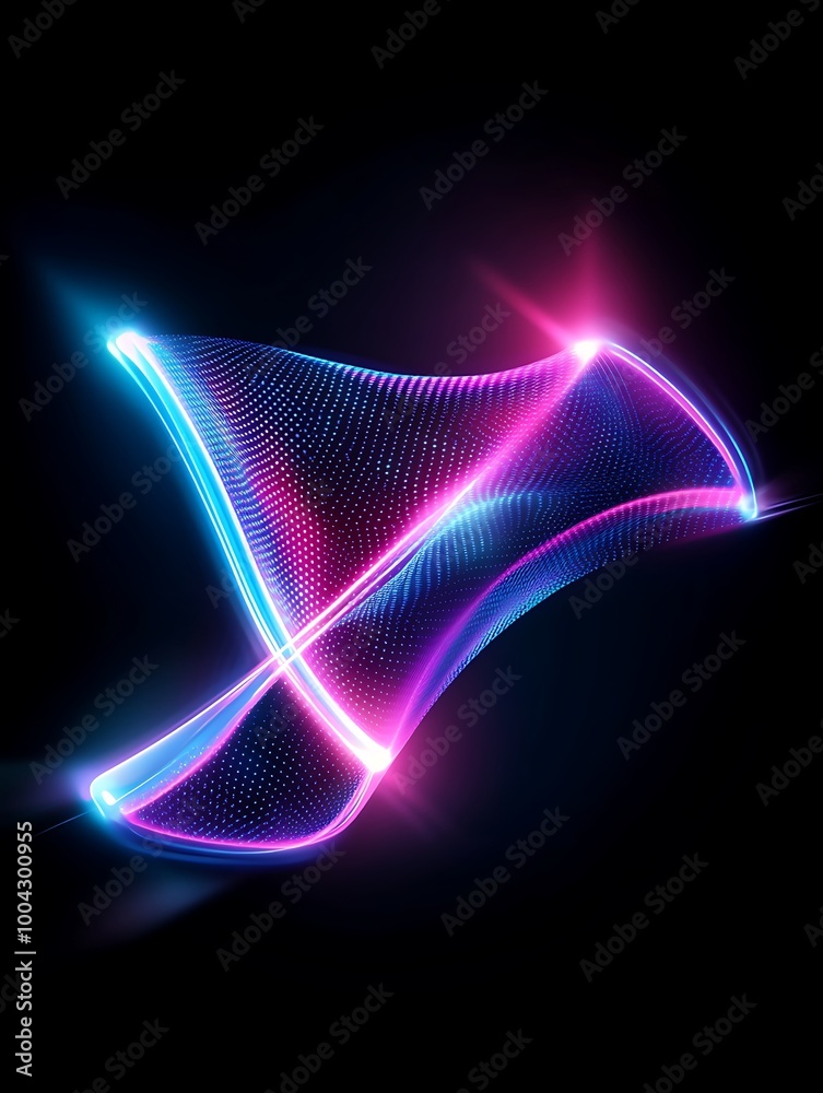 Poster colorful abstract light waves creating a dynamic visual effect on a black background. a minimalist p