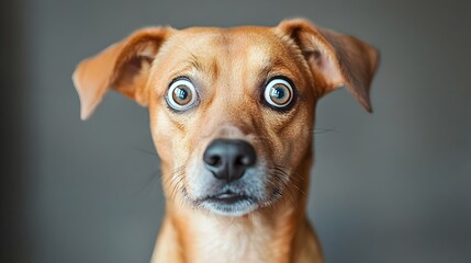 Nervous Canine in Minimalist Pop Art Portrait with Gray Background