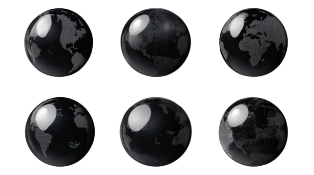 A stylish collection of buttons and diamond earrings, featuring a globe design that symbolizes global elegance