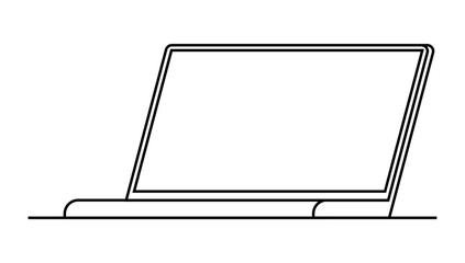 A minimalistic drawn modern laptop. Ideal for technology, business, education, remote work, graphic design. Teaching, coding courses, digital learning, professional workspaces can use this image