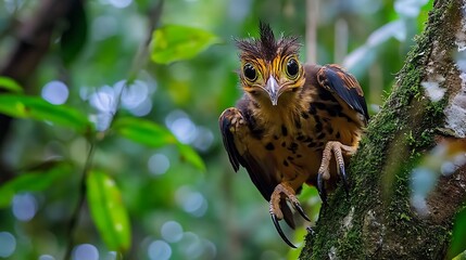 Obraz premium Striking Portrait of a Rufous headed Bird of Paradise in a Tropical Rainforest