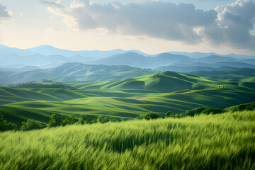 Fototapeta premium Lakes and small villages surrounded by mountains