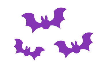 ハロウィンイメージの紫色のコウモリのシンプルなイラスト素材