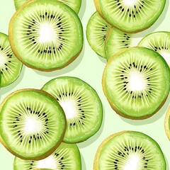 Fototapeta premium Fresh Kiwi Slices on Light Green Background