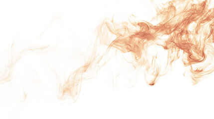 Abstract bright orange smoke wavy lines curling isolated on transparent background