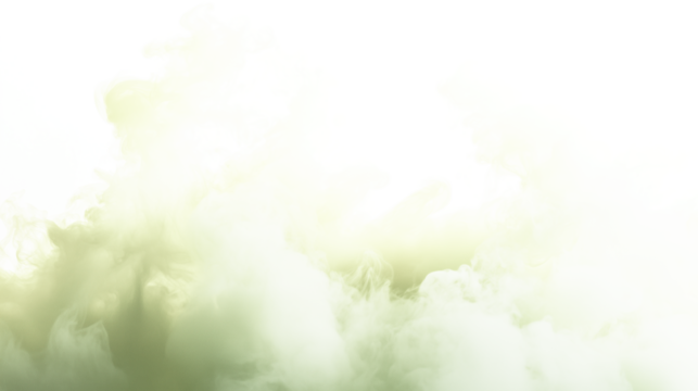 abstract light lime green fluffy clouds mist fog smoke curling isolated on transparent background