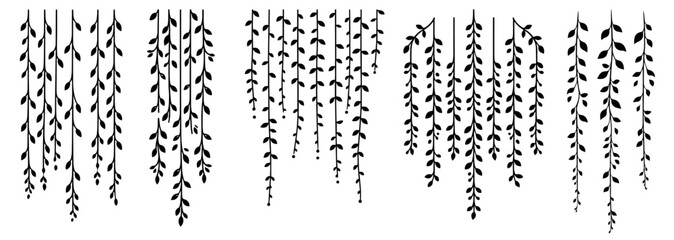 hanging vines illustration creating a natural curtain effect garland vector shape © Kaz