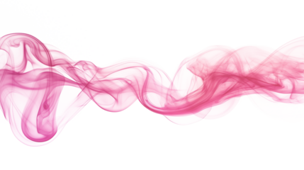 abstract pink smoke wavy lines curling isolated on transparent background