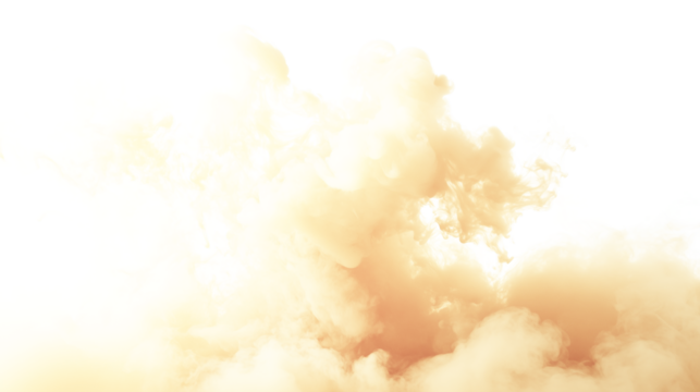 abstract yellow fluffy clouds mist fog smoke curling isolated on transparent background