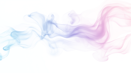 Abstract pink purple blue smoke wavy lines curling isolated on transparent background