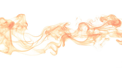 Abstract bright orange smoke wavy lines curling isolated on transparent background