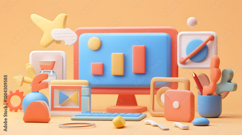 Wall mural prototype icon web design 3d