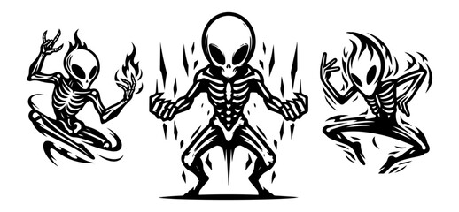 dancing ufo man, funny mascot vector black
