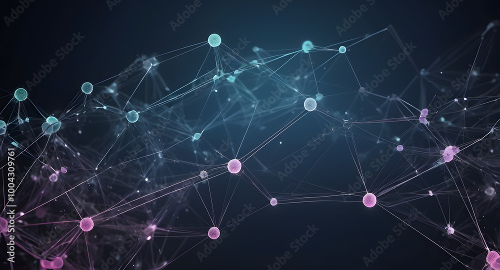 Poster abstract network connection: a mesmerizing digital abstract of interconnected nodes and lines, evoki