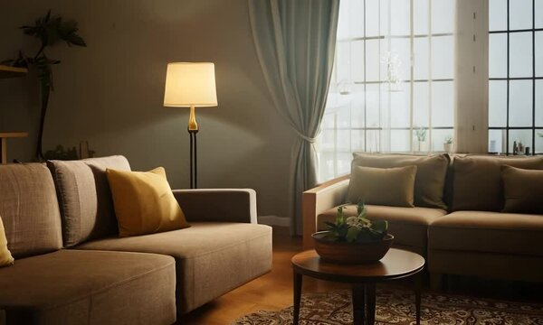 Minimalist Living Room Design with Sofa, Table, and Books