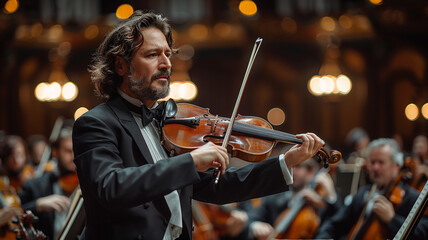 Fototapeta premium man playing violin