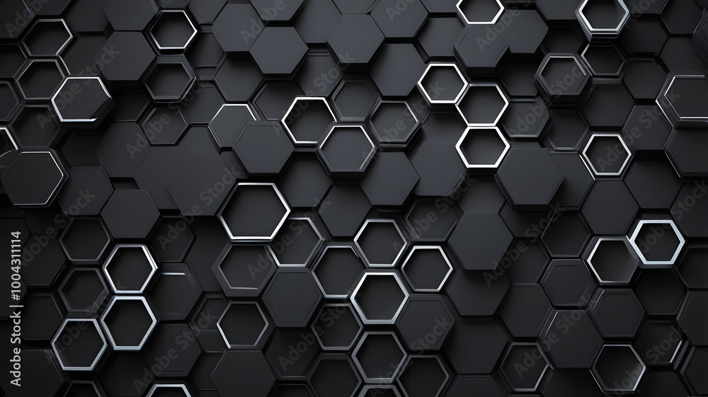 Poster abstract hexagon pattern: a mesmerizing black and white abstract background featuring a repeating pa