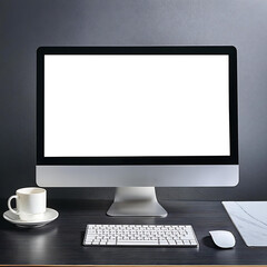 computer with blank screen, mockup