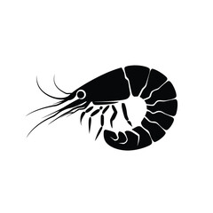black silhouette of a shrimp