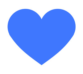 Blue heart on white background symbolizes love, affection, and care. Ideal for romance, health, kindness, social media, and charity. Simple graphic style conveys serenity and trust, making