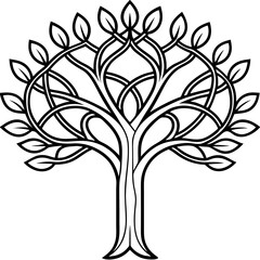 Stylized Tree with Intricate Branch Patterns Vector