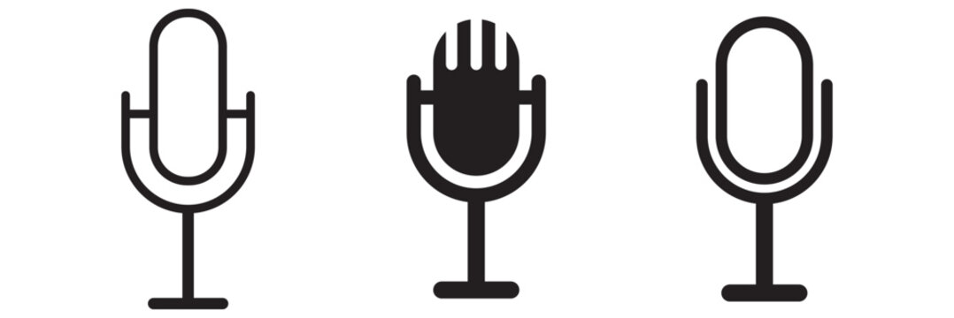 Podcast icon vector illustration. Microphone icon vector set. mike icon set. Broadcast vector . audio icon . communication vector set .