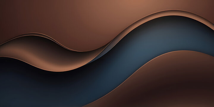 Abstract Brown and Blue Waves: Elegant, flowing curves in shades of brown and blue create a sophisticated and dynamic abstract background. Perfect for presentations, websites.